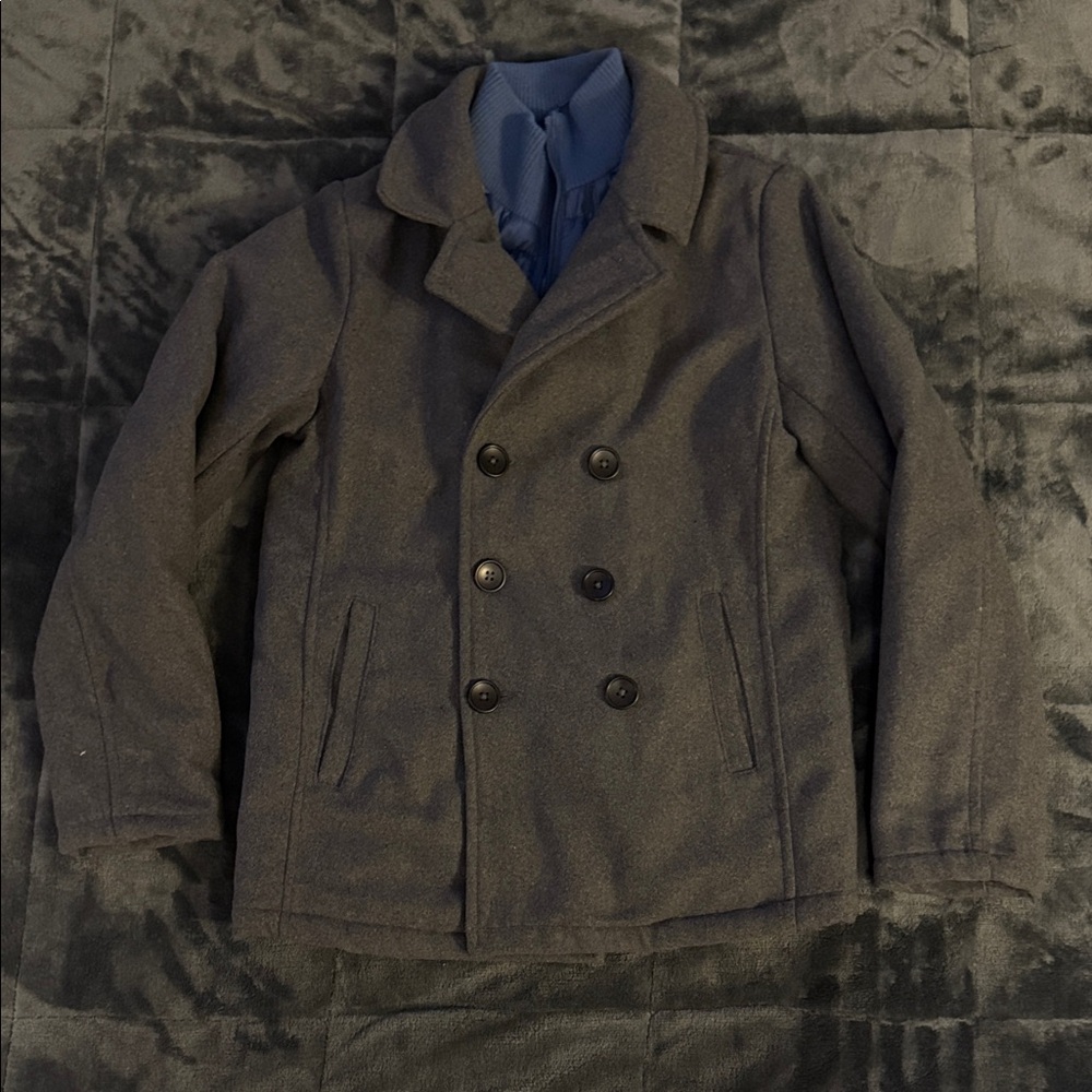 Tahari Kids Charcoal Double-Breasted Peacoat